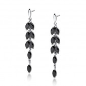 Cercei argint lungi cu pietre negre DiAmanti S0091E_B-DIA